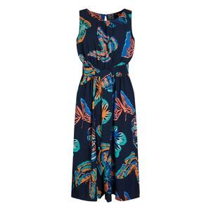 Weird Fish Womens/Ladies Nalani Butterfly Eco Liva Jumpsuit / Dark Blue